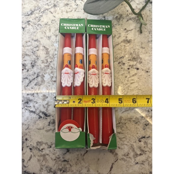 Vintage Santa Claus 10" Christmas Taper Candles Set of 4 New OPEN BOX Unused Red - Picture 8 of 12
